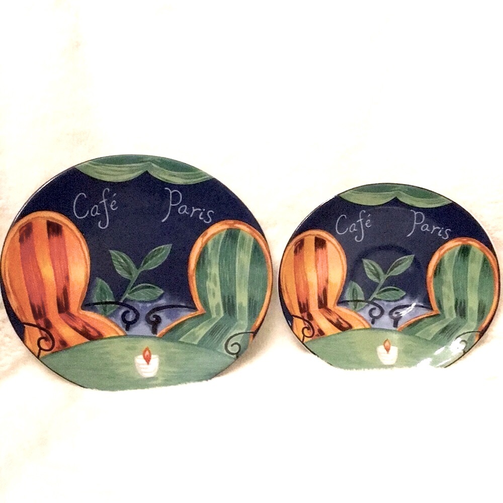 SANGO Cafe Paris (Bundle of 2) Salad Plate and Saucer - Vintage 1994
